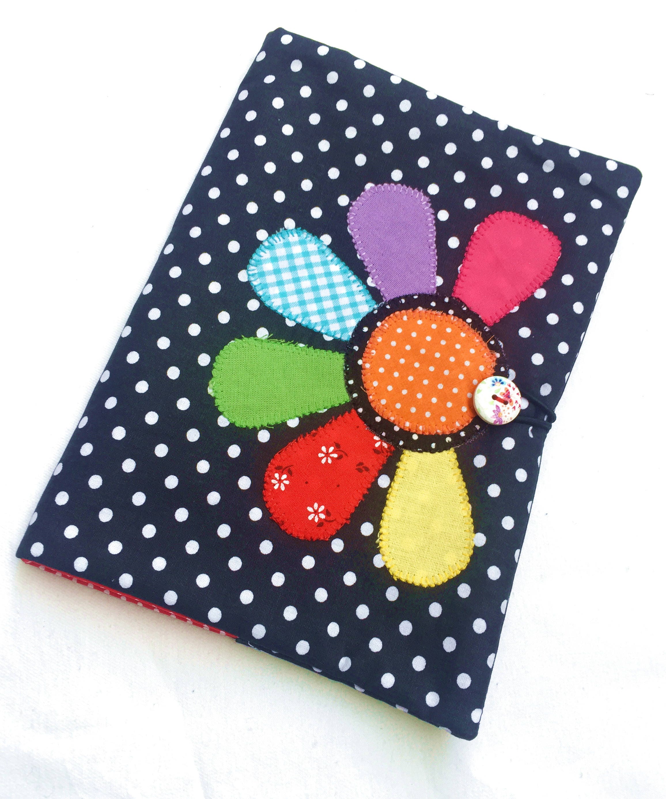Flower applique book cover Fabric book cover Fabric notebook Etsy