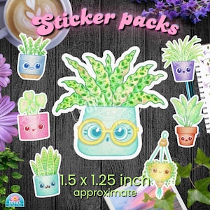 Autocollants / Plantes / Journal Planner stickers / Vinyle Mat/ Sushi Ramen Escargot Papillon Chat Crabe Tortue Baleine Crevette Café Boba