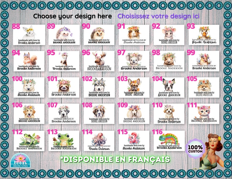 Etiquetas de tecido de algodão / itens feitos à mão / tricotados / de crochê / termocolantes / para costurar / personalizadas **Vendidas individualmente imagem 5