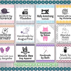 Vierkante labels voor handgemaakte creaties / breien / haken / opstrijken / naaien / gepersonaliseerd aanpasbaar