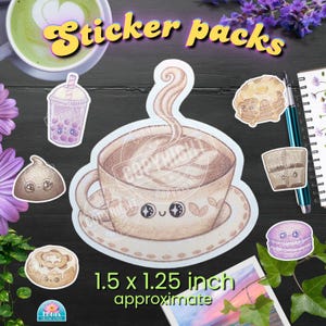 Autocollants / Latte / Journal Scrapbooking Planner stickers / Vinyle Mat / Brioche Macaron Bobba Chocolat Chocolat Pop Tarts Citrouille