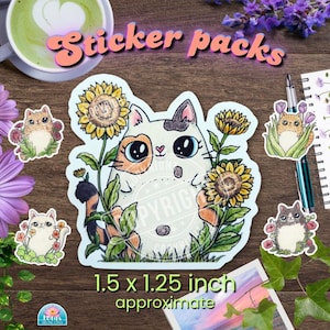 Autocollants / Créatures de la Forêt / Journal Scrapbooking Planner stickers / Vinyle Mat / Chats & Fleurs Champignon Abeille Grenouille