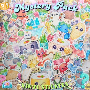 Autocollants / Sac Mystère / Journal Scrapbooking Planner stickers / Vinyle / Surprise Gachapon Crevette Ramen Chats Sushi Plante Gashapon