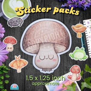 Autocollants / Créatures de la Forêt / Journal Scrapbooking Planner stickers / Vinyle Mat / Champignon Abeille Grenouille Papillon Chats