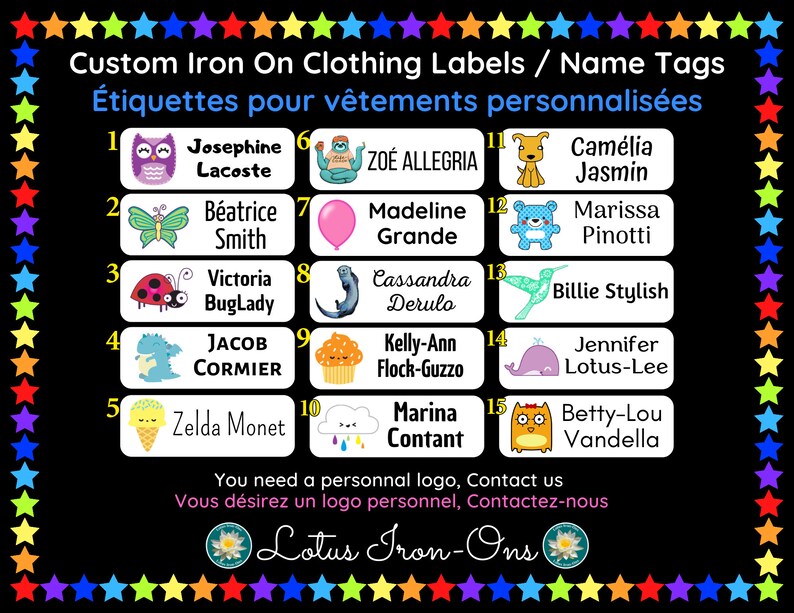 Iron on Clothing Labels Name Tag / Daycare and School/ Laundry Etsy