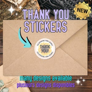 Étiquettes de remerciement rondes / Étiquette autocollante personnalisée / Merci pour entreprise / Lot de 30 / Ronde 1,5 pouce