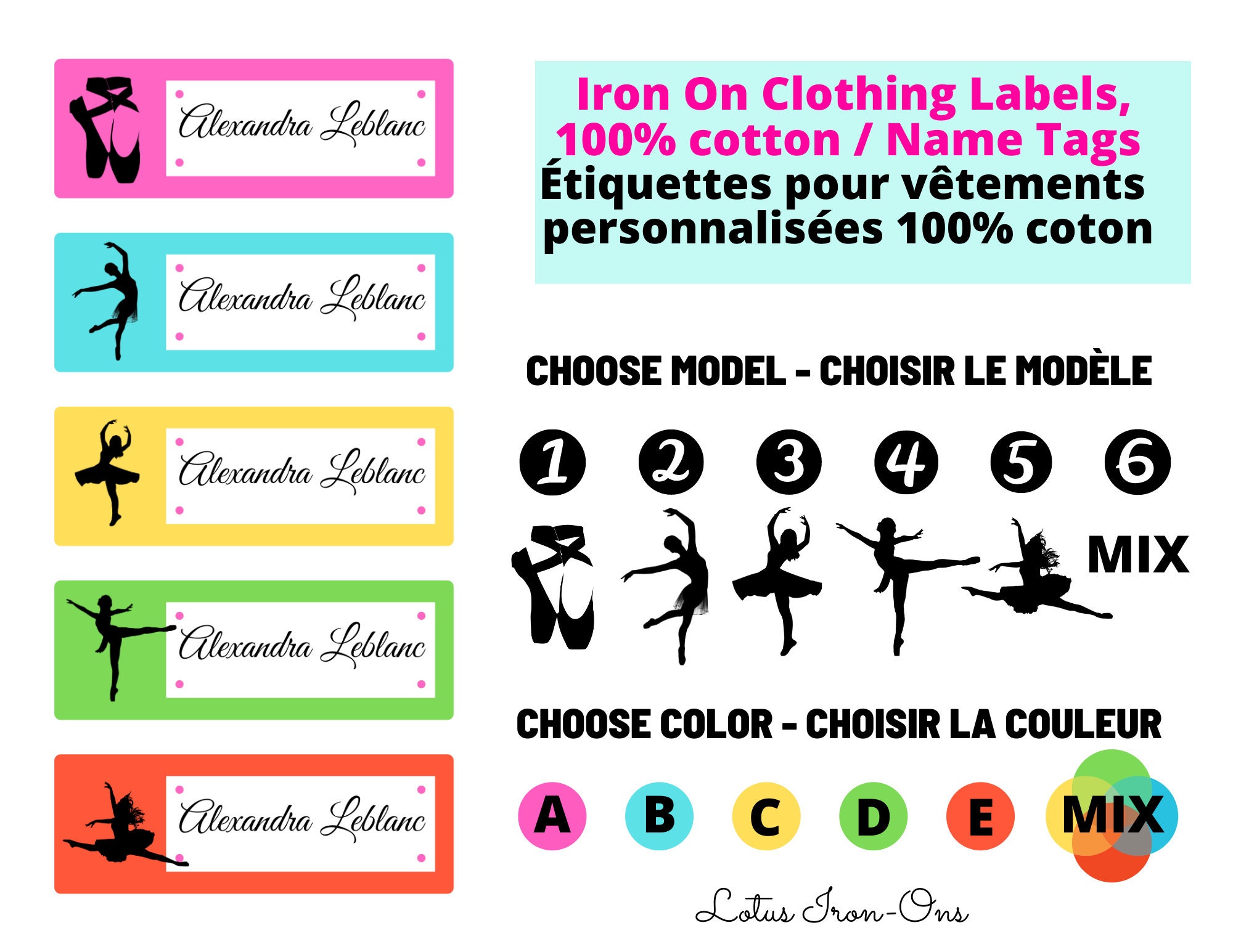Iron On Labels Clothing Name tags Camp Daycare School Daycamp Etsy