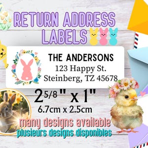 Étiquettes d'adresse de retour / Étiquette postale adhésives / Étiquettes poste personnalisées / courrier Lot de 30 / Pâques St-Valentin