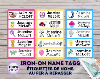 Iron On Labels Cotton fabric labels Clothing Kids Name tags Kid Camp Daycare School Daycamp Name patch **UNCUT version