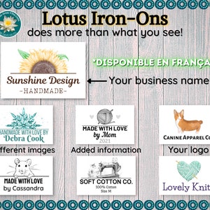 Iron On Labels Cotton Fabric Sew on / Crochet / Hand knitted / Quilt / Handmade garment / custom made by tags BY UNIT CHRISTMAS Cat image 5
