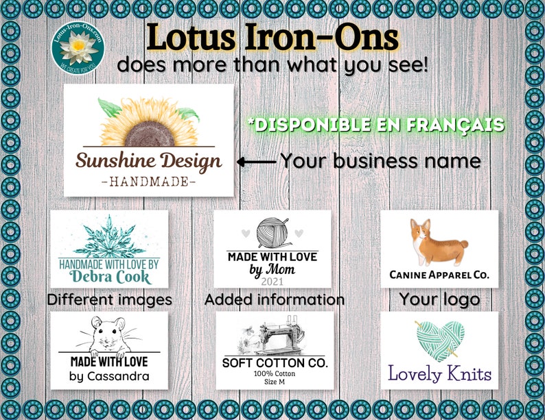 Iron On Labels Cotton Fabric Sew on / Crochet / Hand knitted / Quilt / Handmade garment / custom made by tags BY UNIT CHRISTMAS Cat image 5