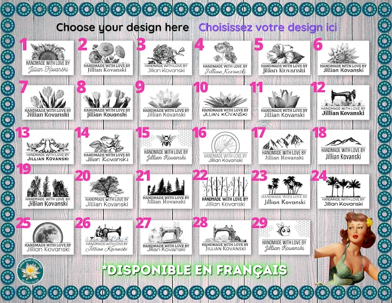Etiquetas de tecido de algodão / itens feitos à mão / tricotados / de crochê / termocolantes / para costurar / personalizadas **Vendidas individualmente imagem 2