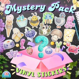Autocollants / Sac Mystère / Journal Scrapbooking Planner stickers / Vinyle / Surprise Gachapon Crevette Ramen Chats Sushi Plante Gashapon