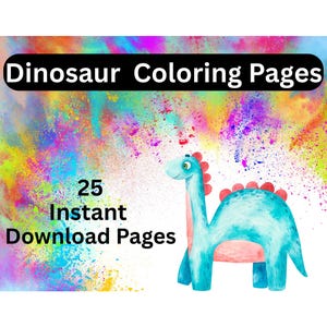 25 Dinosaur Coloring Pages Instant Download for Toddlers, Kids Adults Classroom Children Boys Girls Art