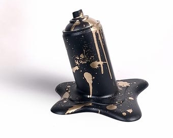 Melted Spray Can Black Street Art Sculpture