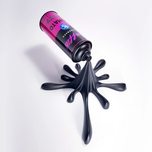 Black Pink Graffiti Tomato Soup Splash Spray Can Sculpture image 1