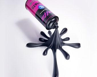 Schwarz rosa Graffiti Tomaten Suppe Splash Spray Dose Skulptur