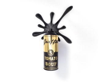 Graffiti Wall Sculpture - Black/Gold Spray Can Splash -  Urban Street Art Wall Decor