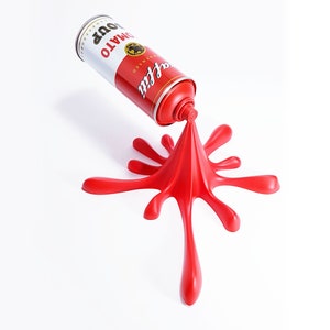 Red Graffiti Tomato Soup Splash Spray Can Sculpture