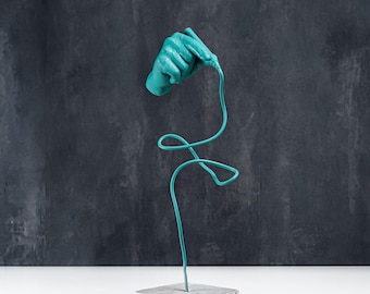 Self Standing Hand Sculpture: Contemporary Art, Concrete Base