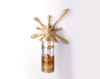 Gold Chrome Tomato Soup Splash Sculpture – Pop Art Graffiti Street Art