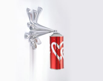 Chrome Love Hearts Splash Sculpture – Pop Art Graffiti Street Art