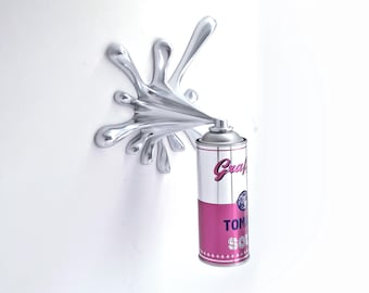 Sculpture Bombe de Peinture - Art Pop Graffiti Chrome Rose- Décor Mural 3D