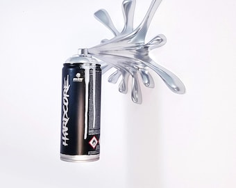 Hand-Painted Graffiti Spray Can Sculpture – Street Art Wall Decor, Pop Art Splash Design