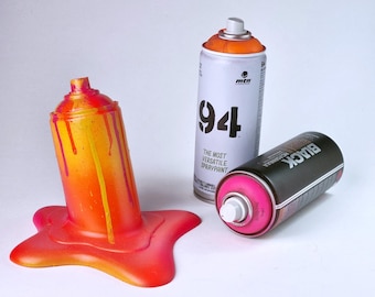 Melted Spray Can Yellow Red Street Art Sculpture
