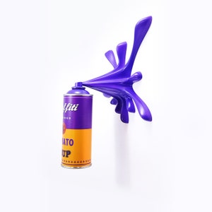 Purple Warhol Graffiti Tomato Soup spray can
