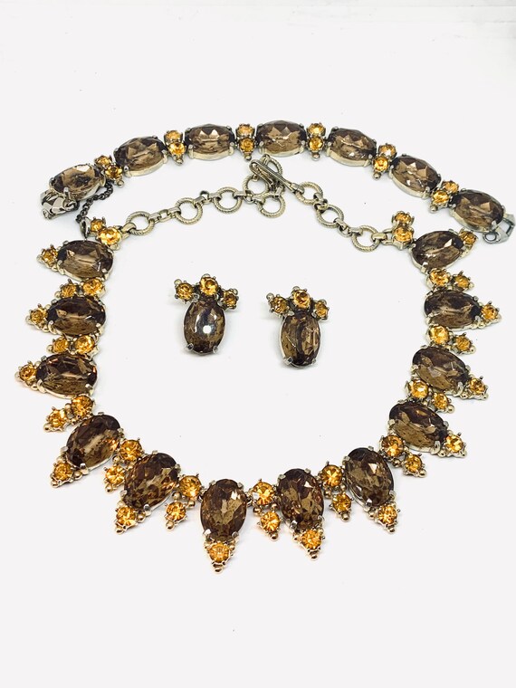 Elsa Schiaparelli Topaz stones full parure necklac
