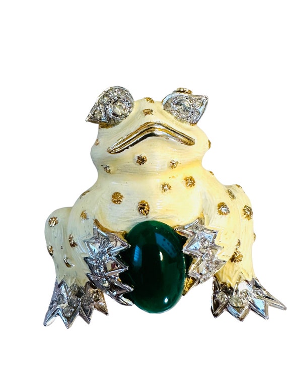 Pierre Cardin amazing enamel frog pin brooch - image 1