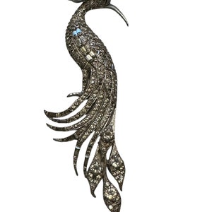 Marcel Boucher phrygian mark 1941 giant pave peacock bird pin brooch