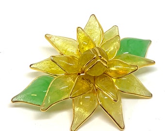 AUGUSTINE Maison Gripoix pate de verre glass huge flower pin brooch