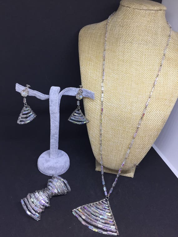 Amazing Vendome 50's fan necklace pin and earring