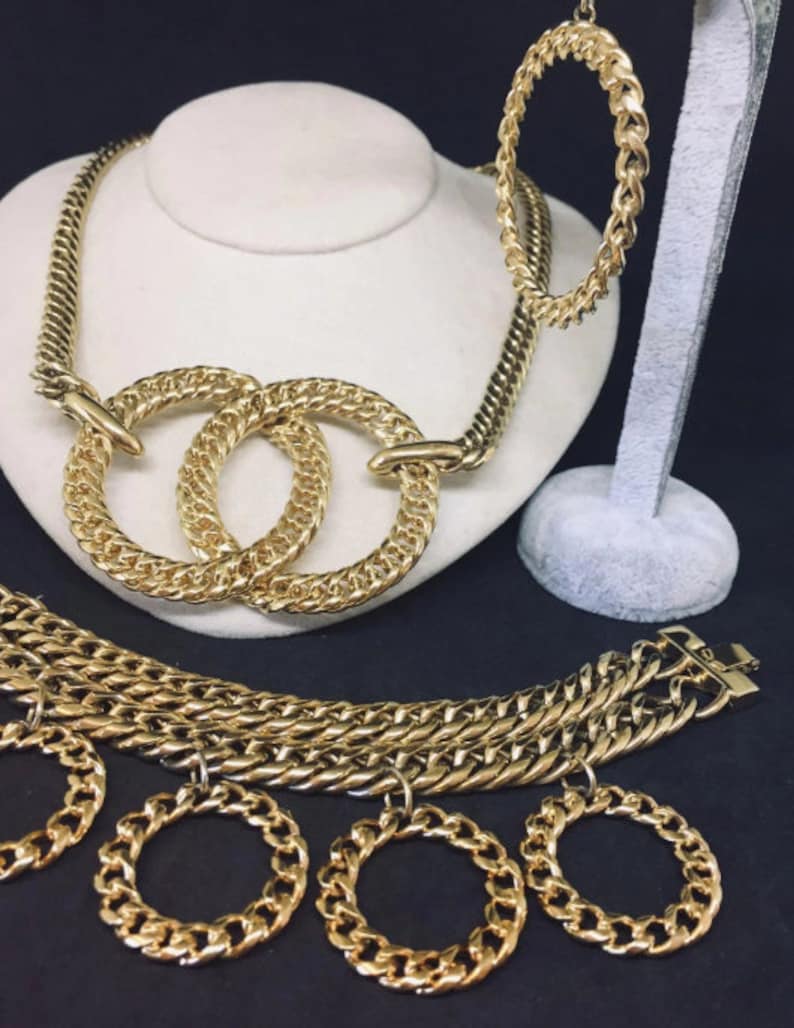 MONET chain Necklace Bracelet Earrings SET Parure