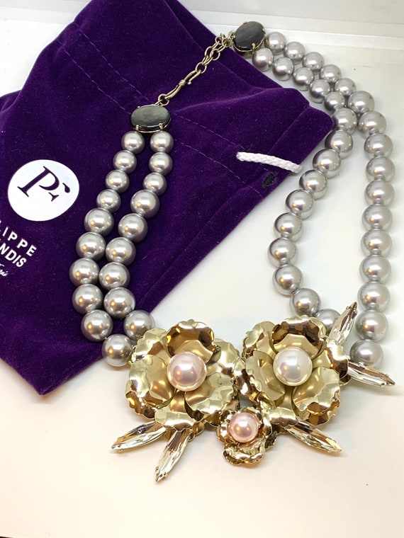 Philippe Ferrandis Paris Faux Pearls Flower Necklace Etsy UK
