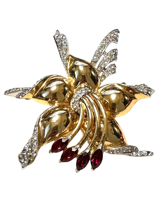 CORO script very large rhodium and gold plated fl… - image 1