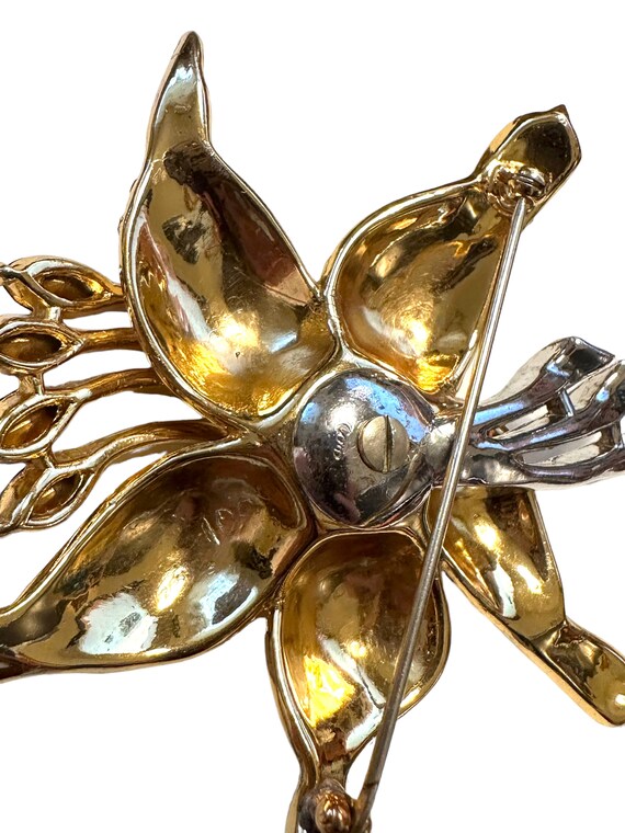 CORO script very large rhodium and gold plated fl… - image 4