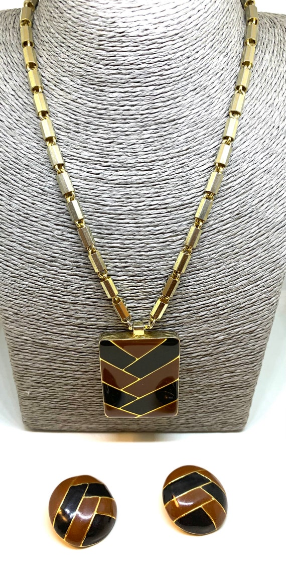 LANVIN PARIS 70’s pendant necklace and matching ea