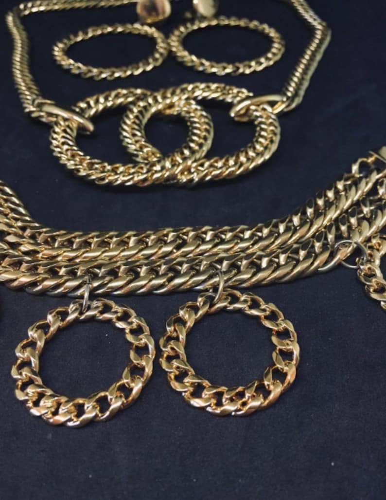 MONET chain Necklace Bracelet Earrings SET Parure