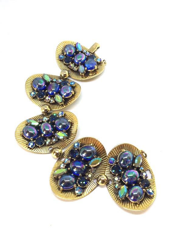 Elsa Schiaparelli peacock blue big link bracelet