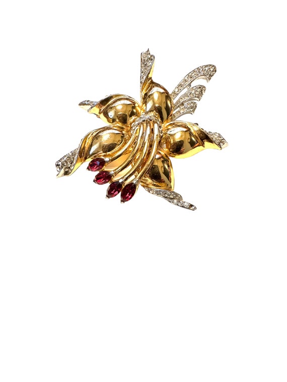 CORO script very large rhodium and gold plated fl… - image 3