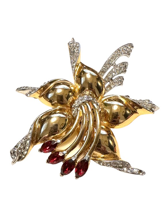 CORO script very large rhodium and gold plated fl… - image 5