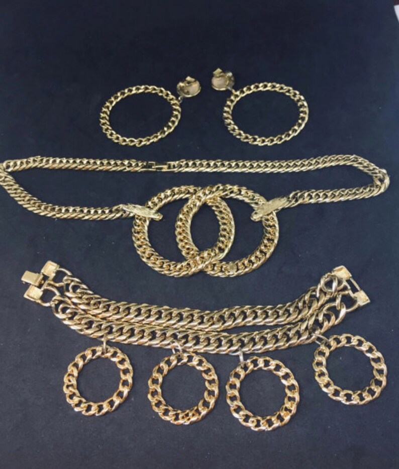 MONET chain Necklace Bracelet Earrings SET Parure
