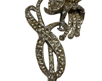 Coro bell flower crystal pin brooch