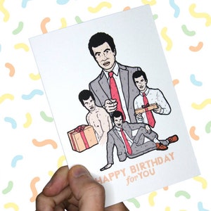 Nathan For You Geburtstagskarte auf schöner strukturierter Karte auch erhältlich als Kunstdruck und Sticker