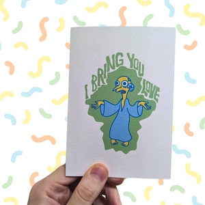 The Simpsons Beautiful getextureerde wenskaart I Bring You Love Mr Burns geïnspireerd kunstwerk ook verkrijgbaar als print en stickers