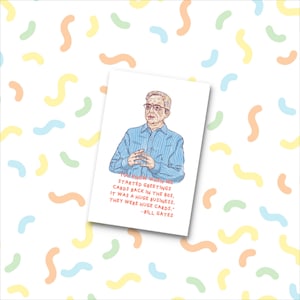 Nathan for you-kaart Bill Gates, ook bekend als Bill Heath-groetkaart op prachtige kaart met textuur, ook verkrijgbaar als kunstprint en sticker