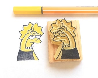 L for Loser - Lisa Simpson - Hand carved rubber stamp - Gift for Friends